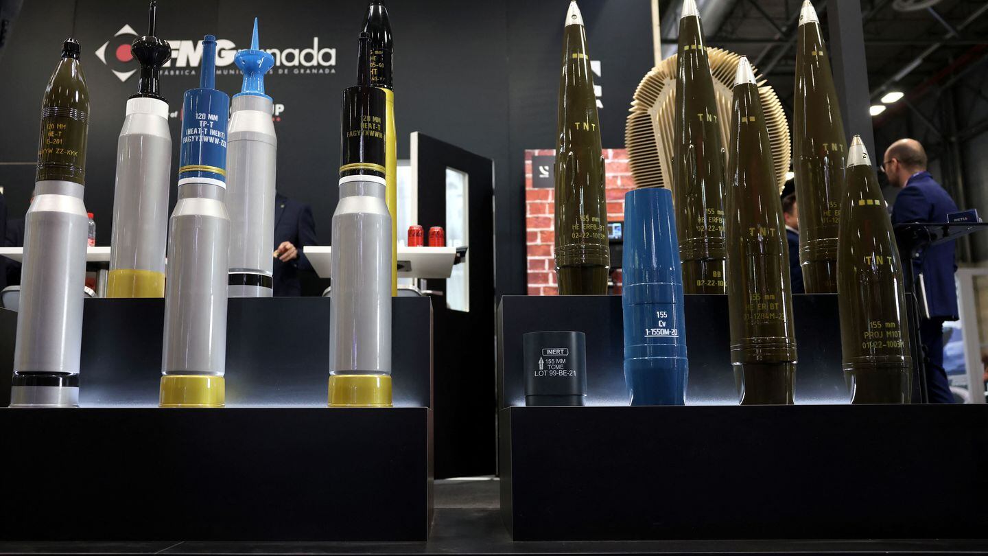 Different kinds of ammunition manufactured by the Spanish company FM Granada were on display at FEINDEF. (Thomas Coex/AFP via Getty Images)