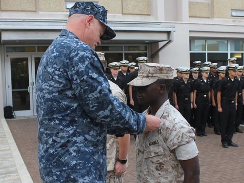 Future midshipman Nixon Keago in his Marine uniform at the Naval Academy Preparatory School on Oct. 6, 2016. (Navy)