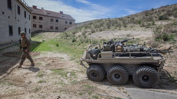 Marines with 3rd Battalion, 4th Marine Regiment, 1st Marine Division test a Tethered Unmanned Aerial Vehicle (MUTT-T-UAV) during Advanced Naval Technology Exercise 2018 (ANTX18) at Marine Corps Base Camp Pendleton, California, March 21. ( Lance Cpl. Rhita Daniel/ Marine Corps)