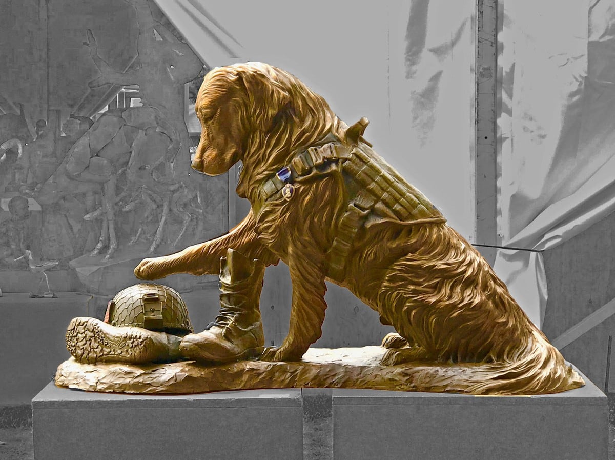 large plastic dog statue
