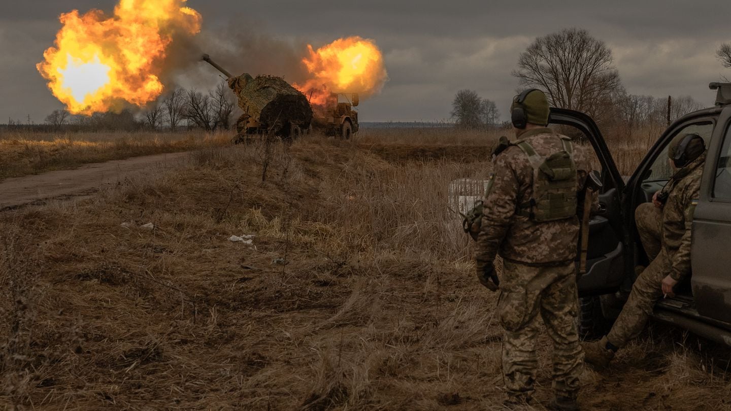 A Swedish-made Archer howitzer, operated by Ukrainian military personnel, fires toward Russian positions in the Donetsk region on Jan. 20, 2024. (Roman Pilipey/AFP via Getty Images)