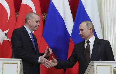 Russian President Vladimir Putin, Turkish President Recep Tayyip Erdogan