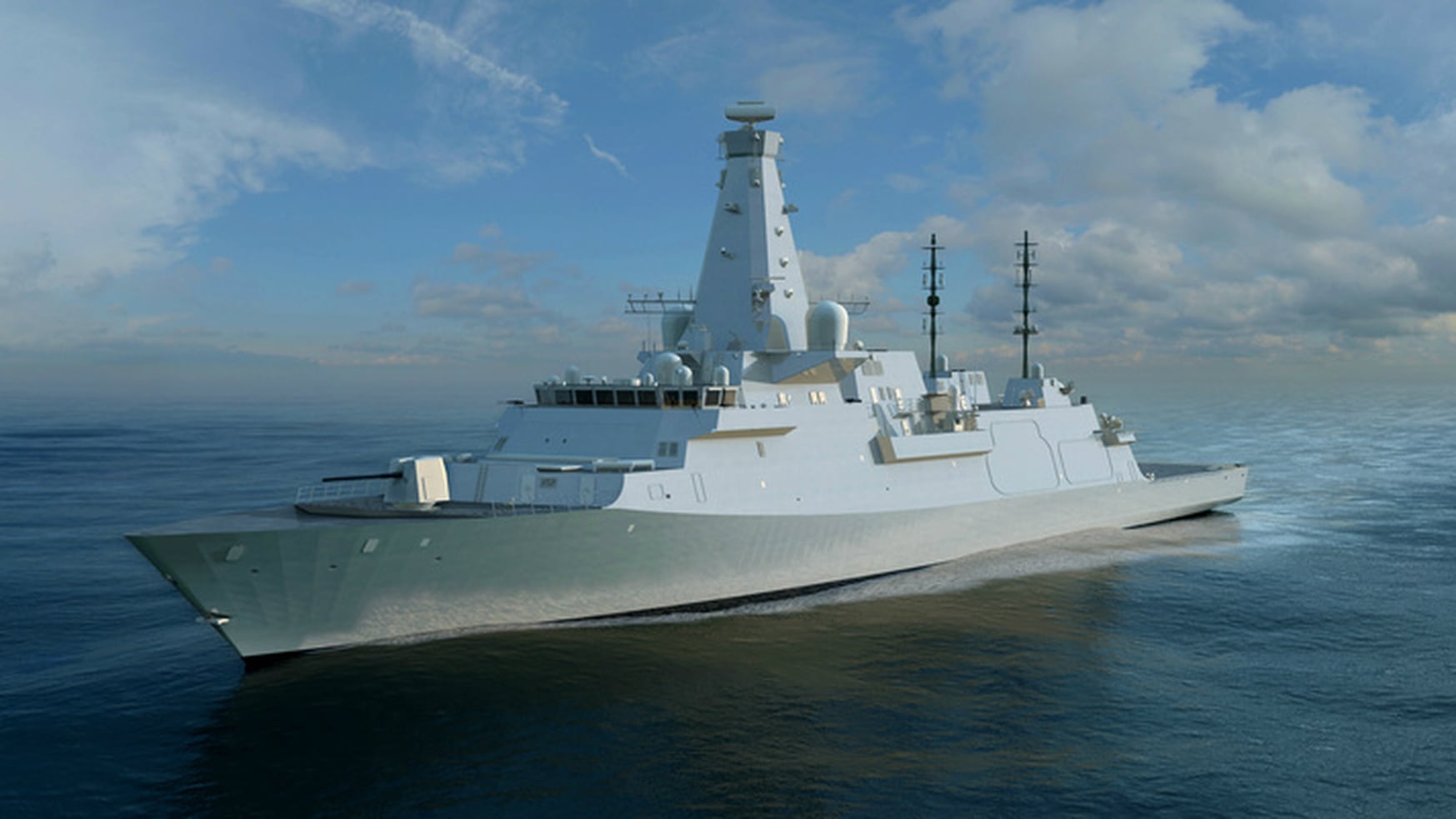 Image showing the Type 26 frigate design by BAE. The Type 26 is a high-end frigate designed for anti-submarine warfare. The Royal Navy has three under contract, with five more planned next decade. (Photo by BAE) 