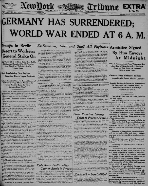 The New York Tribune on Nov. 11, 1918. (Library of Congress)