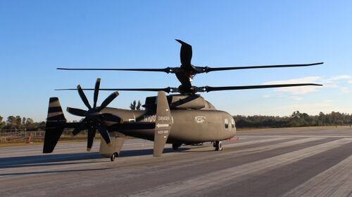 Sikorsky and Boeing provided the first look at the new Defiant helicopter, one of two designs participating in the Army’s Joint Multi-Role-Medium Technology Demonstrator Program. (Courtesy Sikorsky-Boeing Team)