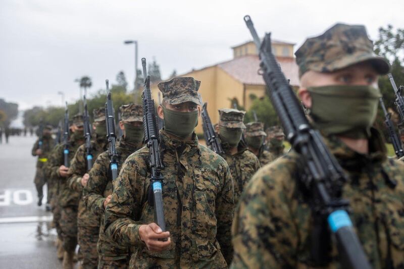 Marine Drill Instructors And Recruits Now Training With Skivvy Shirt Face Masks