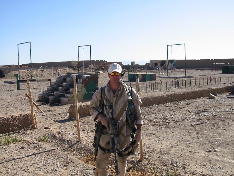 Now retired Army Green Beret Master Sgt. Scott Neil standing at Tarnac Farms, Osama Bin Laden's Afghan training camp, in November, 2001. (Photo courtesy of Scott Neil).