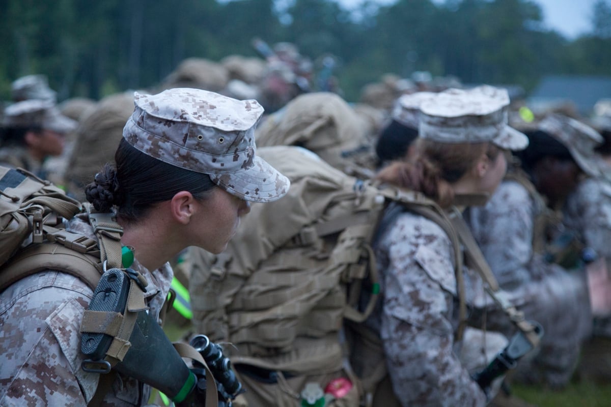 Female Marine rifleman, machine gunner headed to the infantry