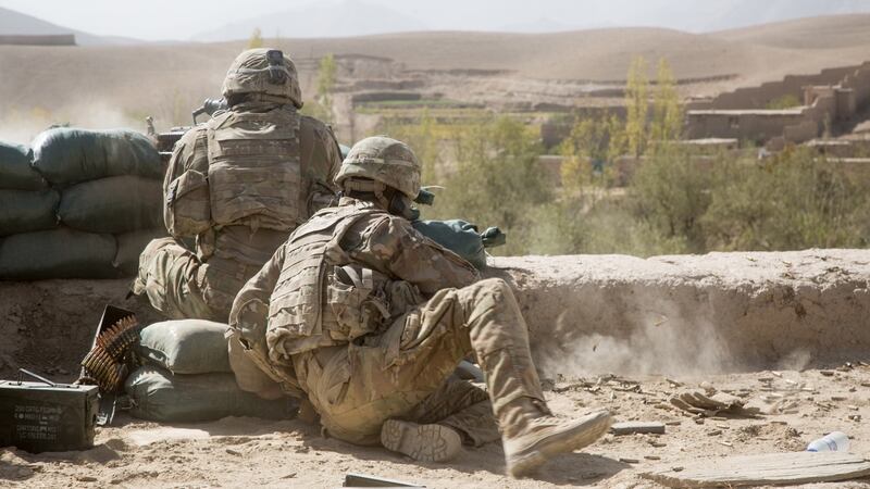 Infantry uplift soldiers from 4th Infantry Division return fire during a Taliban attack on their position in Logar province on Oct. 12, 2018. (Spc. Casey Dinnison/Army)