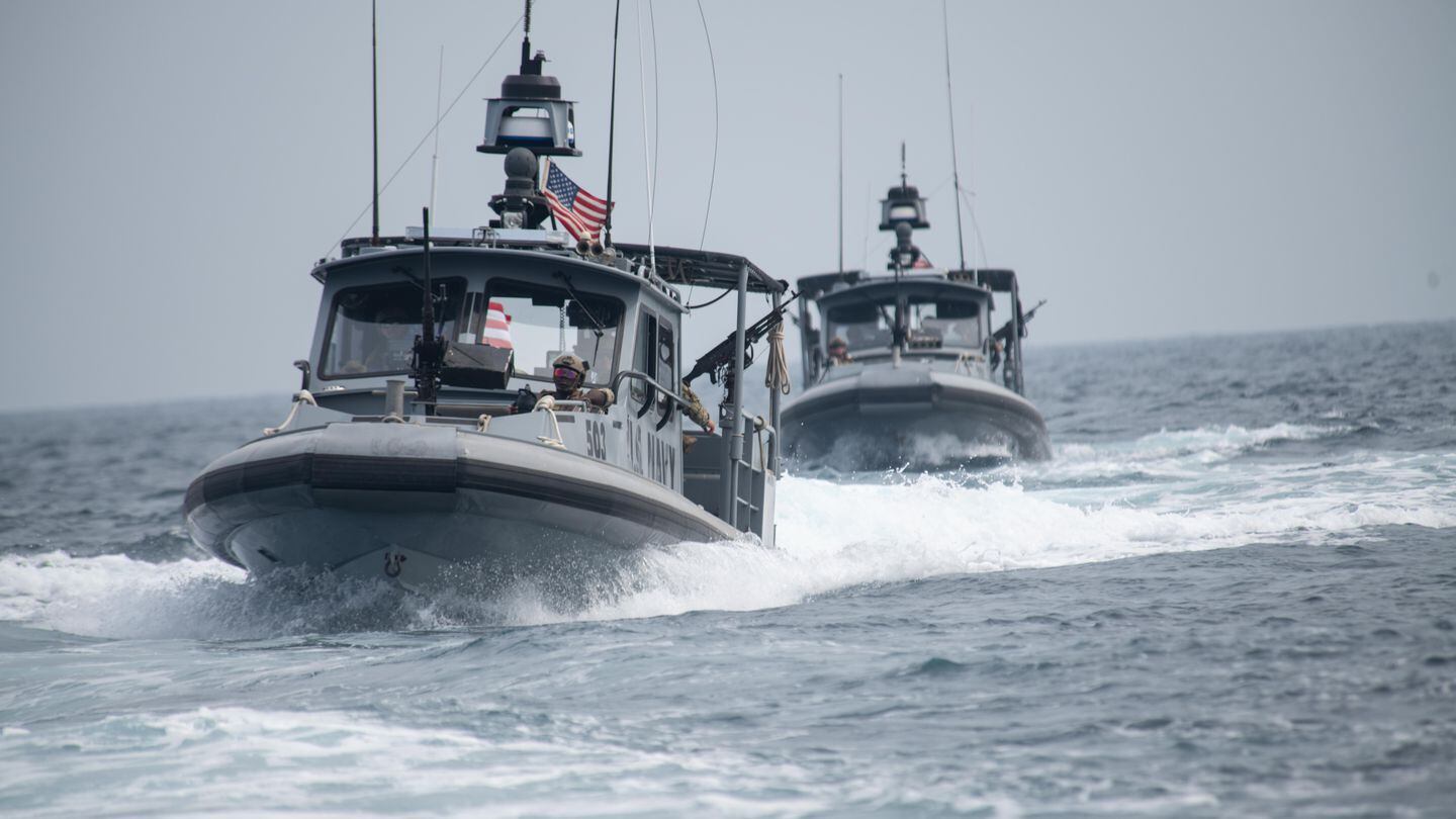 U.S. Navy Sailors with Maritime Security Squadron Eight, currently deployed to Camp Lemonnier, Djibouti, make their way home after a seaward security mission in the Gulf of Tadjoura, on March 14, 2023. (MC1 Randi Brown/US Navy)