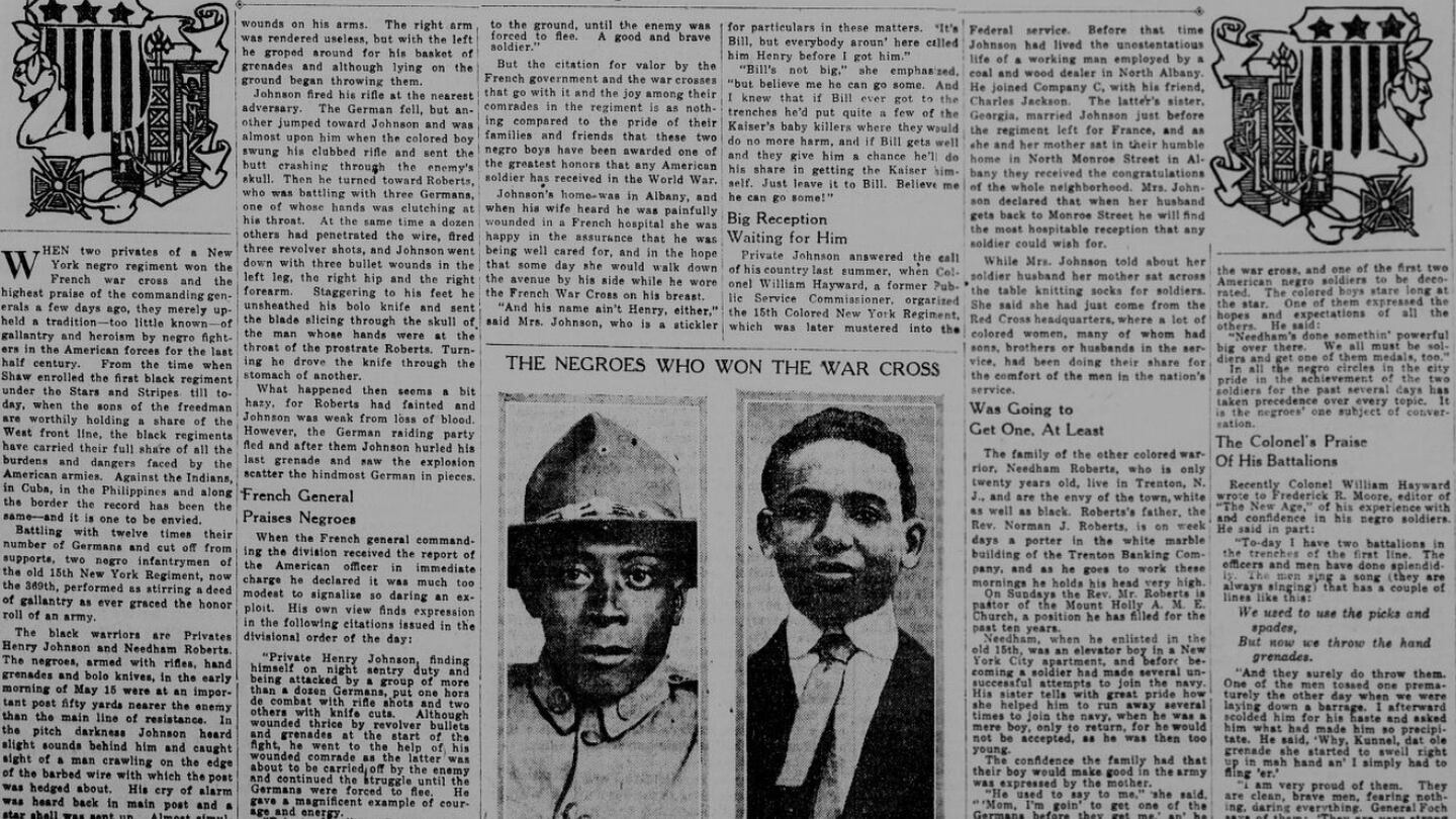 A May 26, 1918, article on Johnson and Roberts in the New York-Tribune. (Library of Congress)
