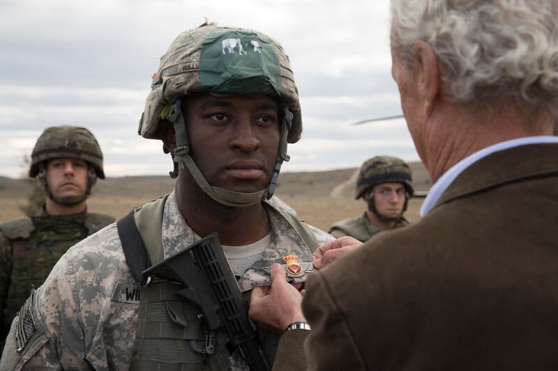 Paratroopers Honored For Jump At Trident Juncture 2015