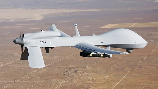 A new capability was tested on a Gray Eagle drone, such as the one seen in this file photo. (U.S. Army)