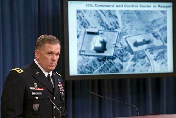 Army Lt. Gen. William Mayville, Jr., then the director of operations spoke about the operations in Syria during a 2014 news conference at the Pentagon. (Cliff Owen/Associated Press)