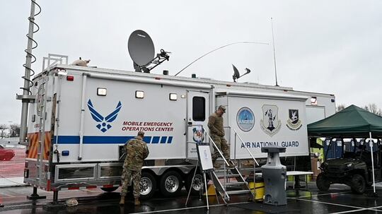 Members of the Maryland National Guard continue to support efforts at the COVID-19 community screening and testing site at FedEx Field in Landover. (Maryland National Guard)