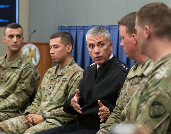 Lt. Gen. Paul Nakasone, commanding general of US Army Cyber Command, speaks during a media roundtable at the AUSA annual meeting in Washington, D.C. on Wednesday. (Mike Morones)