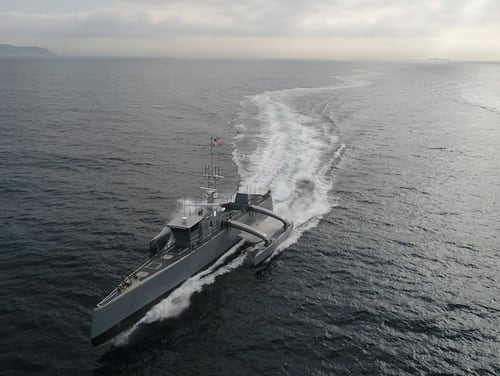 The Sea Hunter, developed by DARPA, has launched the Navy down a path of developing a fleet of unmanned ships that could upend the way the Navy has fought since the Cold War. (Defense Advanced Research Projects Agency)