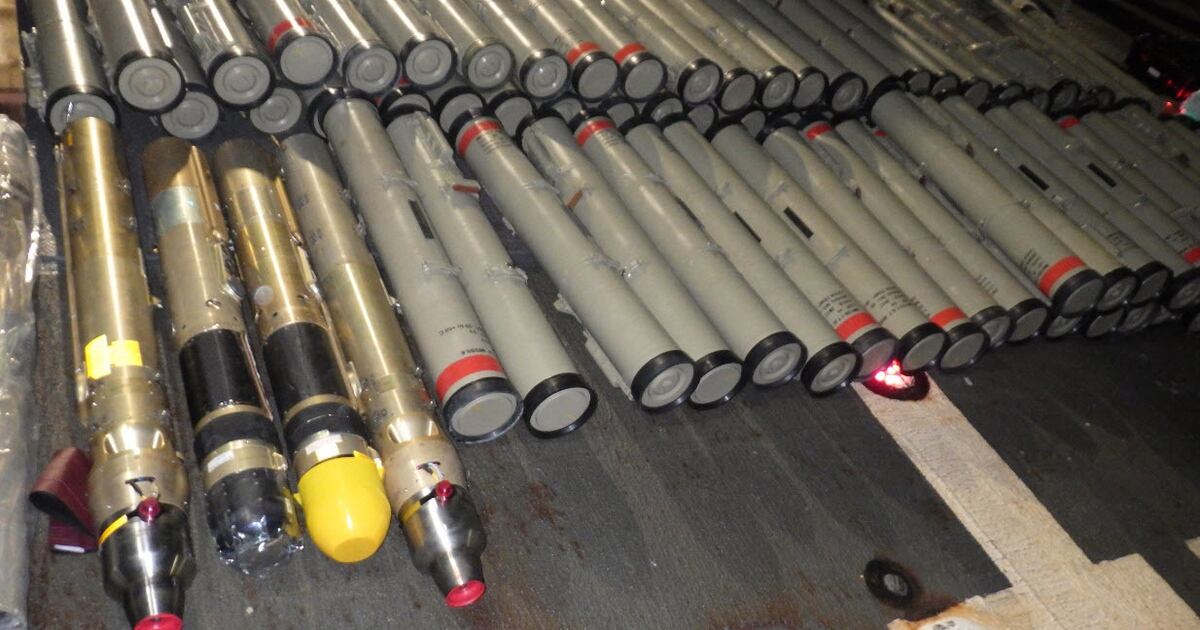 US warship boards small boat and seizes Iranian anti-tank guided missiles among other advanced weaponry