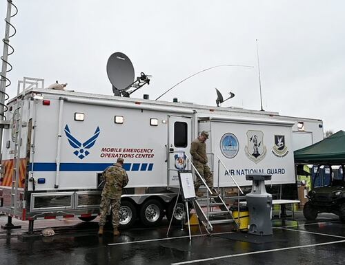 Members of the Maryland National Guard continue to support efforts at the COVID-19 community screening and testing site at FedEx Field in Landover. (Maryland National Guard)
