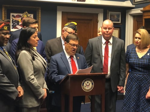 U.S. Rep. Gus Bilirakis introduces the Major Richard A. Star Act, which seeks to eliminate the benefits offset for military veterans medically retired before 20 years of active duty service. (Dylan Gresik/Staff)