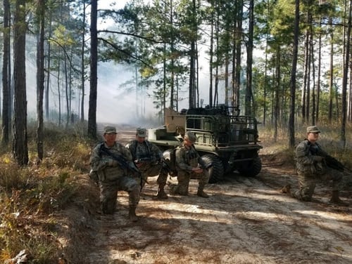 Soldiers at Fort Benning, Georgia, work with a Project Origin experimental Robotic Combat Vehicle during a Soldier Touchpoint in November. (Army)