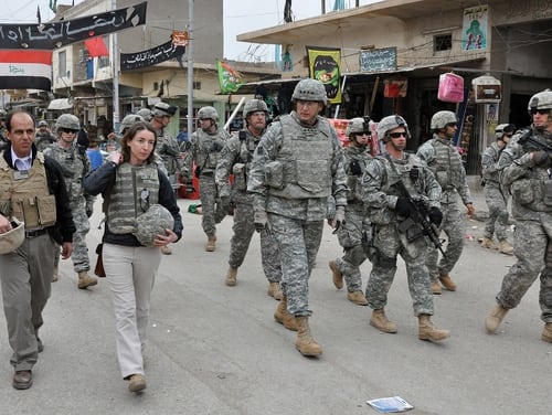 Gen. Ray Odierno walks with soldiers through a market in Khalis, Iraq, in 2009. Later, as Army chief of staff, Odierno ordered a detailed history of the war, which has yet to be published. (Army)