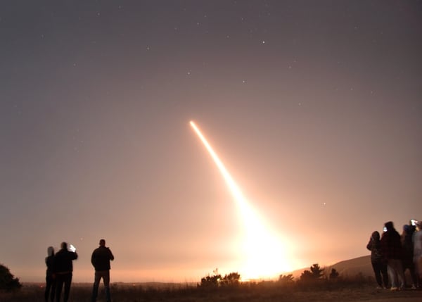 An unarmed Minuteman III ICBM launches during an operational test at on Oct. 29, 2020, at Vandenberg Air Force Base, Calif. (U.S. Air Force)