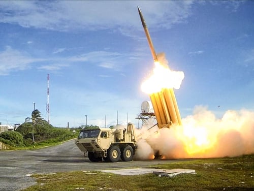 The THAAD system is a globally transportable, rapidly deployable capability to intercept and destroy ballistic missiles inside or outside the atmosphere during its final phase of flight. (Lockheed Martin)