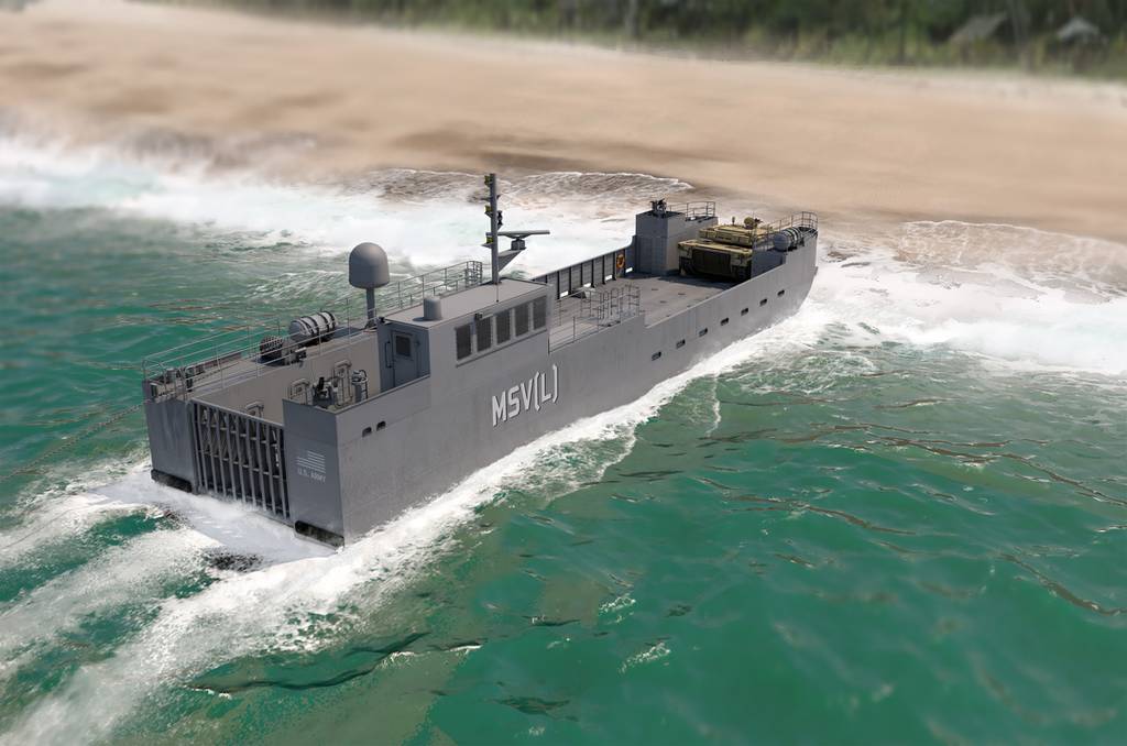 A rendering of the Maneuver Support Vessel (Light) awarded to Vigor Works in October 2017. The landing craft was designed by Vigor Works and BMT. (Vigor Works)