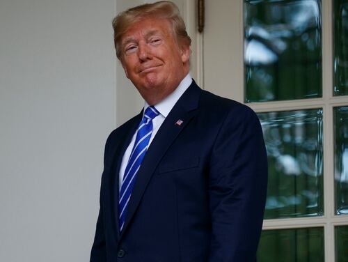 President Donald Trump walks into the Oval Office for a meeting with Mongolian President Khaltmaa Battulga on Wednesday. (Evan Vucci/AP)