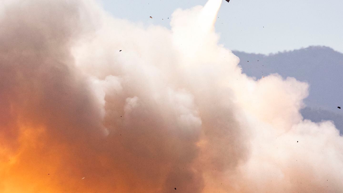 A U.S. Army Patriot missile fires to engage a target at the Shoalwater Bay Training Area in Queensland, Australia, during the 2021 Talisman Sabre exercise. (Cpl. Jarrod McAneney/Australian Defence Department)