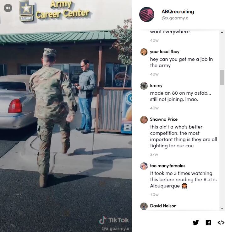 U.S. soldiers, like many Americans, have been particularly active on the video sharing app TikTok. (TikTok)
