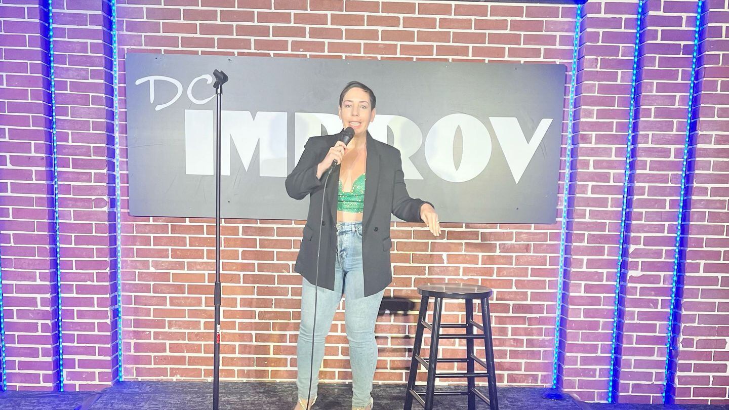 Melissa A. Sullivan performs at the ASAP comedy bootcamp graduation showcase on May 3, 2023, at the DC Improv in Washington, D.C. (Courtesy of Melissa A. Sullivan)