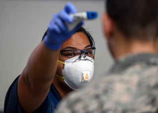The public-private partnership between the Defense Department and Philips Healthcare is trying to use biometric data to catch COVID-19 symptoms early. (Tech. Sgt. Anthony Nelson Jr./U.S. Air Force)