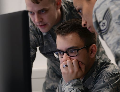 The Air Force has postponed much of its internal network cyber training at the expense of cyber mission force personnel to avoid readiness issues. (U.S. Air Force photo by Airman 1st Class D. Blake Browning)