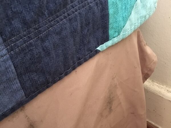 Mold in the Daniels family's house has contaminated their belongings, including her son's bed skirt, and stopped their military move. (Photo courtesy Daniels family)