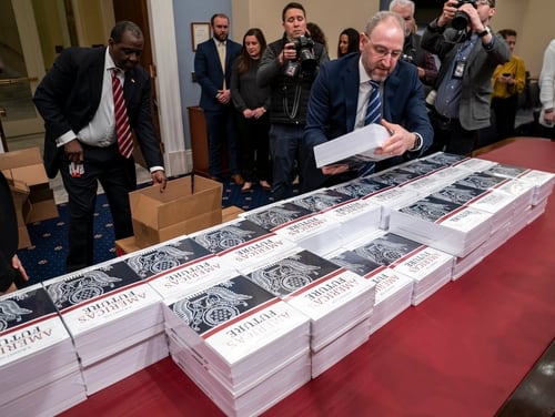 President Donald Trump's budget request for fiscal 2021 arrives at the House Budget Committee on Capitol Hill in Washington on Feb. 10, 2020. (J. Scott Applewhite/AP)
