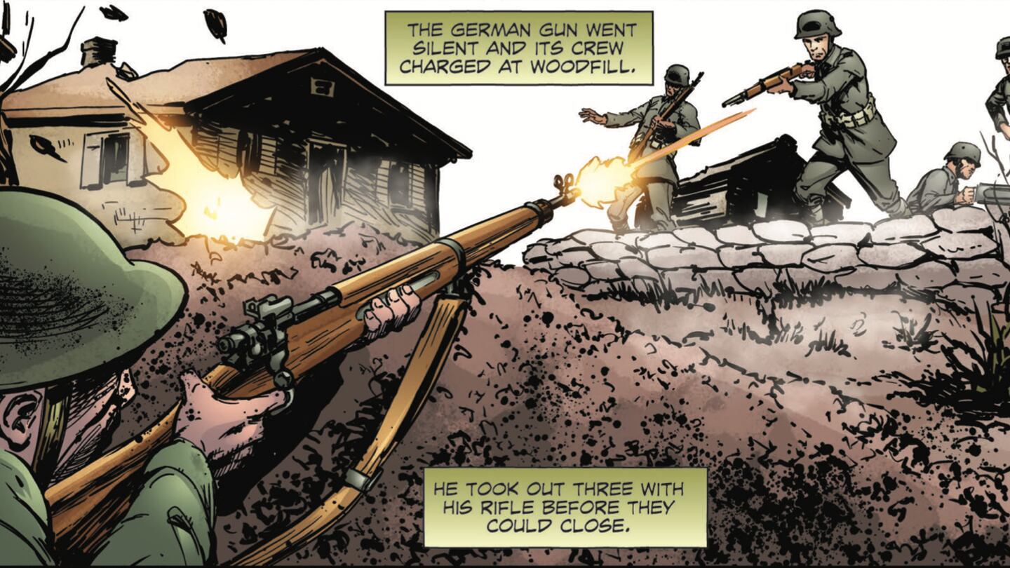 A panel from the AUSA Medal of Honor graphic novel showing the exploits of Samuel Woodfill. (AUSA)