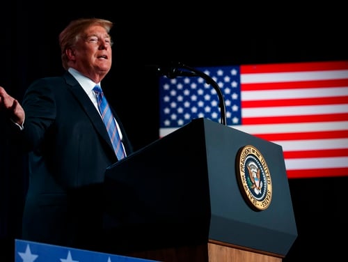 President Donald Trump speaks during a 