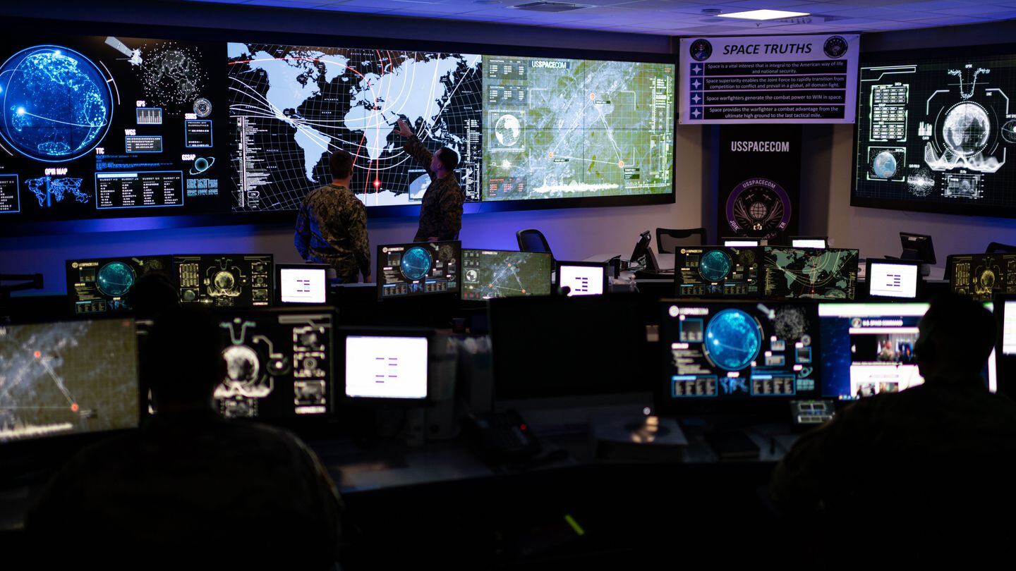 U.S. Space Command's Joint Operations Center is responsible for integrating data from multiple operations centers, the armed services and other agencies. (John Ayre/U.S. Defense Department)