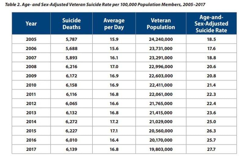 New Veteran Suicide Numbers Raise Concerns Among Experts Hoping