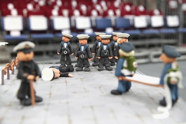 A cake was made by David Duncan ahead of Queen Elizabeth II's visit to the commissioning ceremony of HMS Queen Elizabeth. (Chris Jackson/WPA Pool via Getty Images)