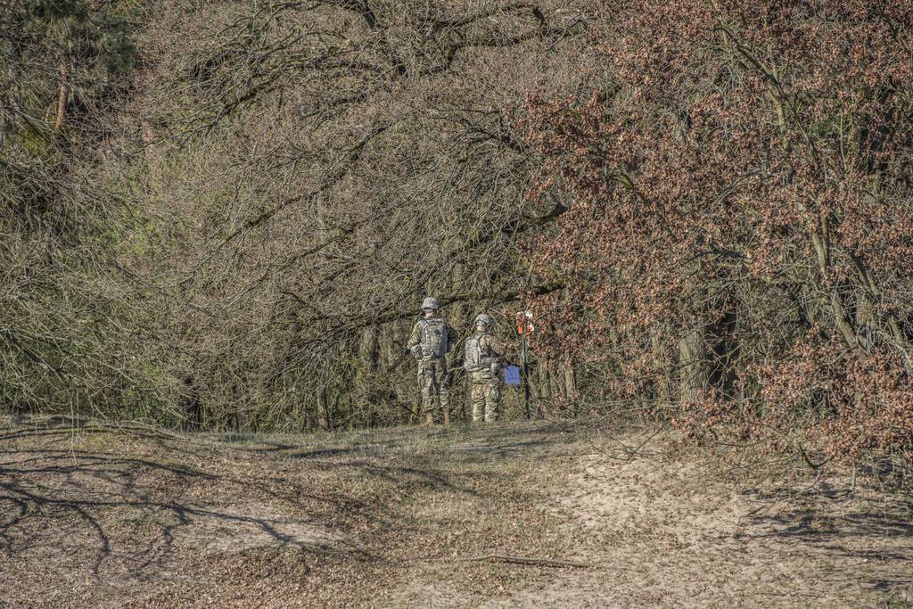 U.S. Army soldiers go through a land navigation course during the Best Warrior Competition in Mainz, Germany,  in March 2017.