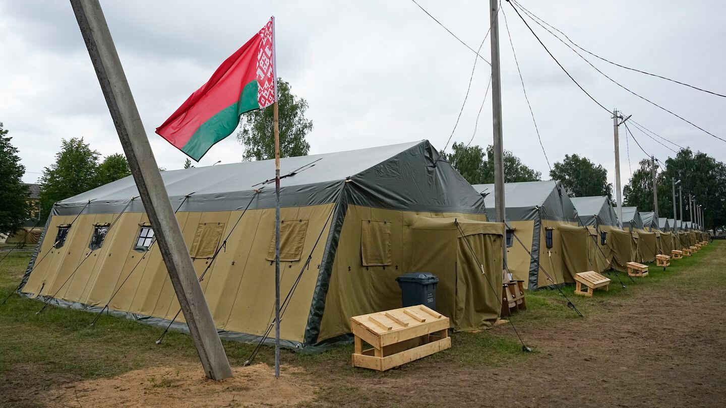 The Belarusian military camp is southeast of Minsk, Belarus. (Alexander Zemlianichenko/AP)
