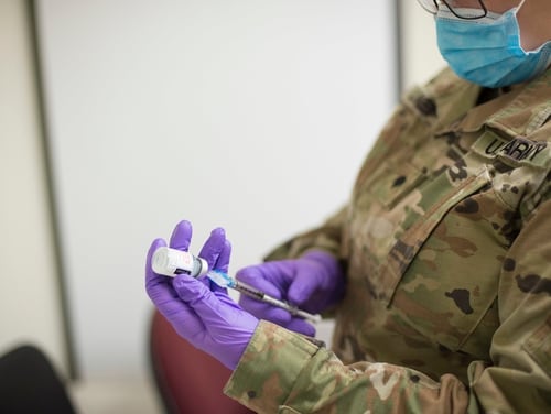 Thousands of active-duty troops are prepared to deploy around the country to administer COVID-19 vaccines. (Andrew Smith/Texas Military Department)