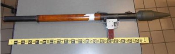 The assembled RPG, confiscated by TSA officials. The man still managed to make his flight, however. (TSA)
