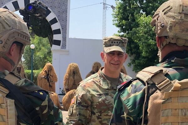 U.S. Army Gen. Stephen Townsend meets with Tunisian security forces recently in Tunisia. Townsend discussed the importance of their mission, their bravery, and the critical nature of their work countering transnational threats. (Col. Chris Karns/AFRICOM)