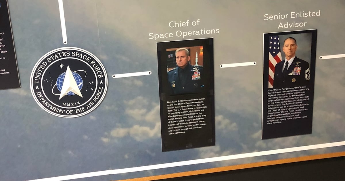 Someone Taped Steve Carell S Picture Over Space Force S Top