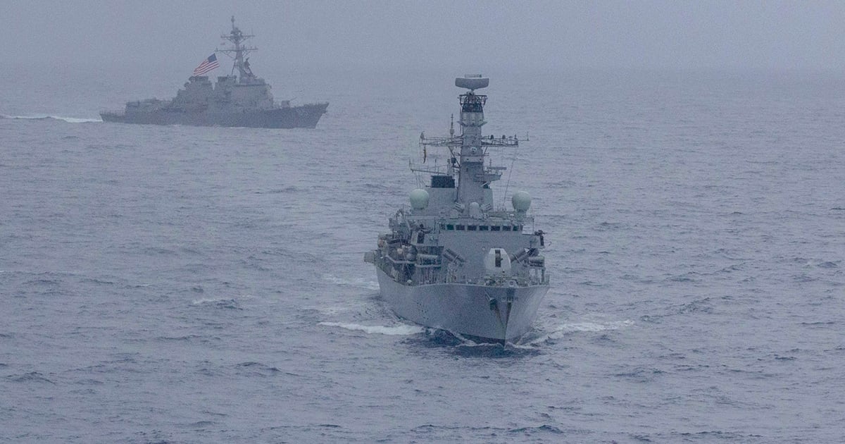 Image result for U.S. destroyer McCampbell and the Royal Navy Type 23 frigate Argyll on patrol in the South China Sea