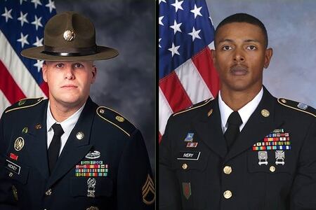 Staff Sgt. Chad Hickey, left, and Staff Sgt. Bryan Ivery won the competition for their respective categories. (Army)